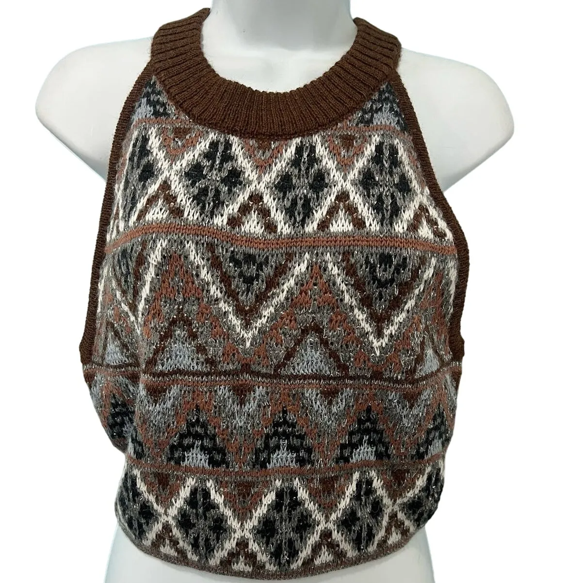 Mother Brown Midnight Walk Lone Star Halter Crop Top Sweater Skirt Set S NEW Tag - Image 11