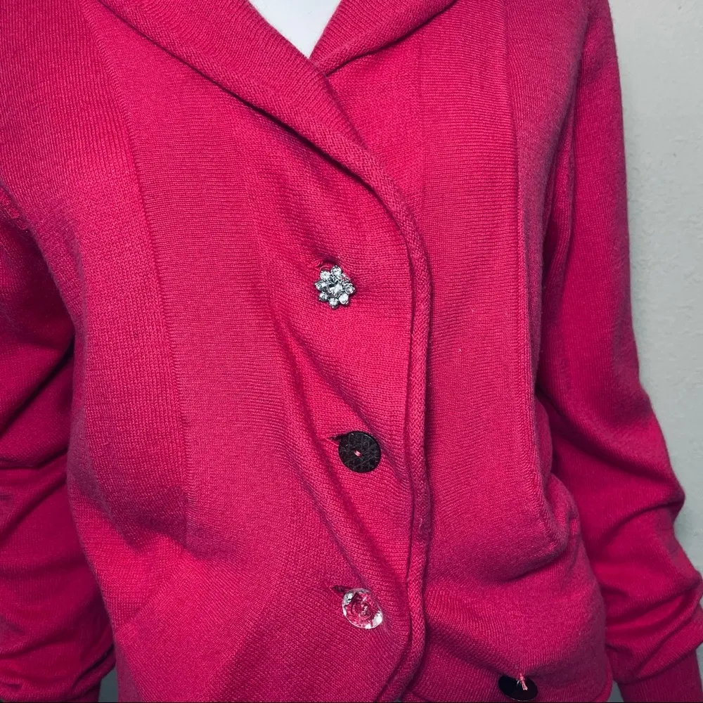 Neiman Marcus Angora Wool 50’s Pink Cardigan - Image 4