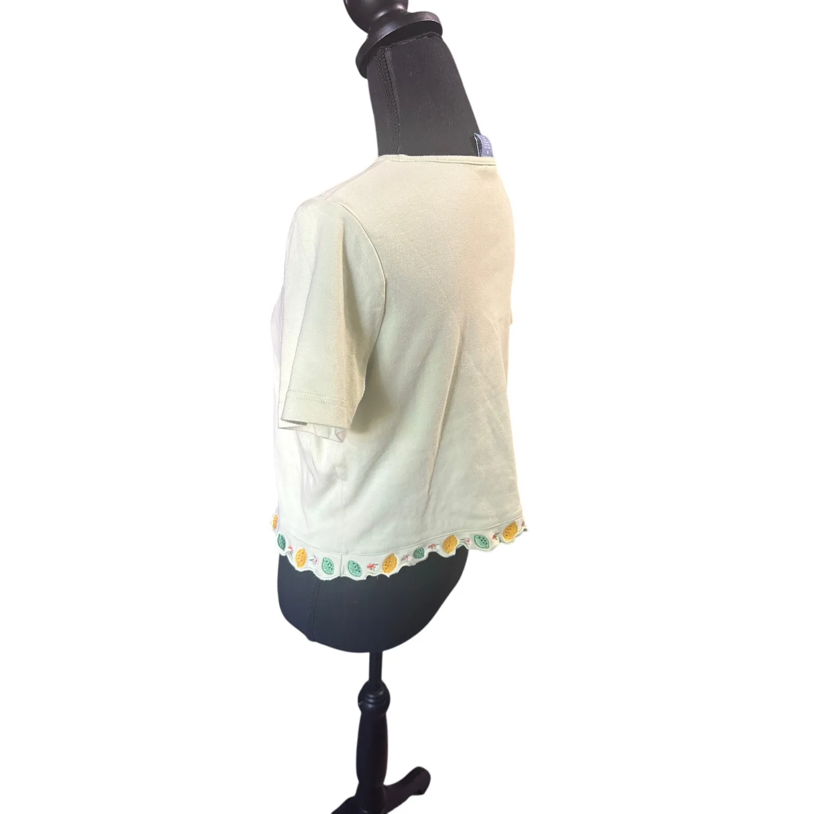 Westbound Light Green Embroidered Lemon-Lime V-Neck Top – Size MP - Image 3