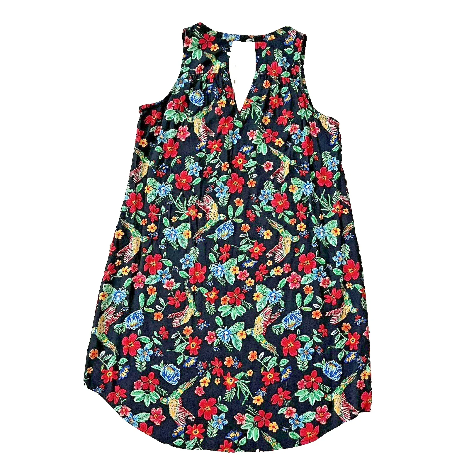 Old Navy Sun Dress L 12 14 Tropical Floral Bird Print Beach Sleeveless Coverup - Image 6