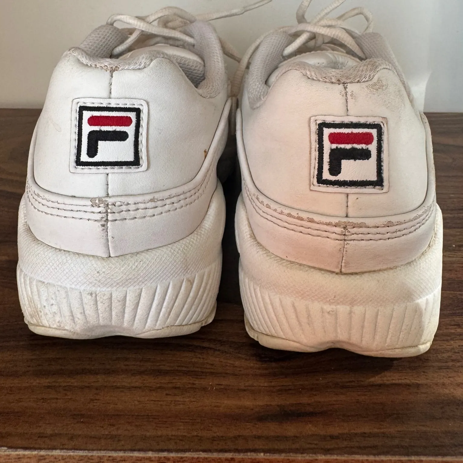 Y2K Vintage Fila 2002 Womens White Chunky Leather Lace up Sneaker sz 7 90s - Image 2