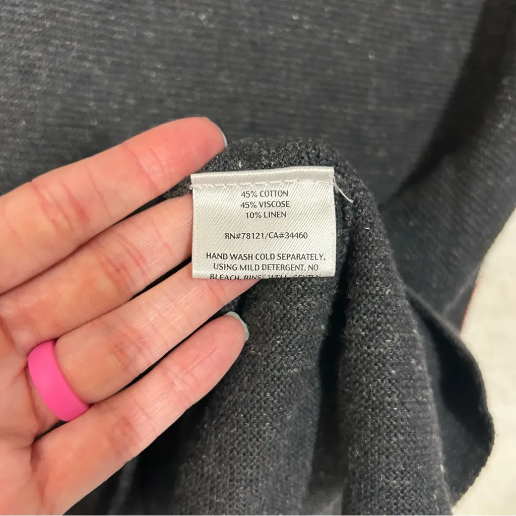 Eileen Fisher V-Neck Long Sleeve Dress Linen Cotton Viscose Gray Womens Size XL - Image 5