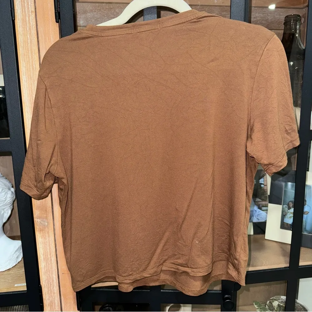 Nuuds boxy chocolate tee short sleeve cooling cropped crewneck rayon loungewear Brown Size XS - Image 4