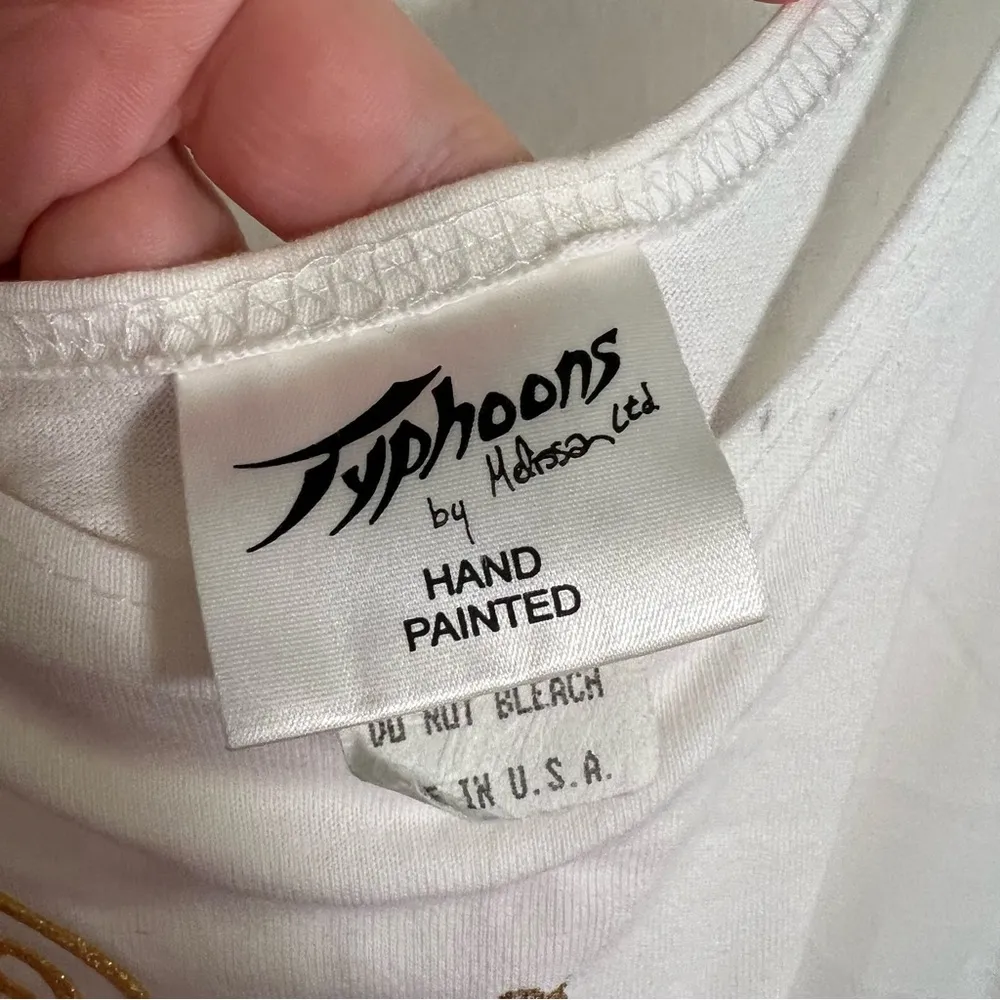 Typhoons by Melissa Ltd Sleeveless Hand Painted Dress White Gold S/M Size M - Image 9