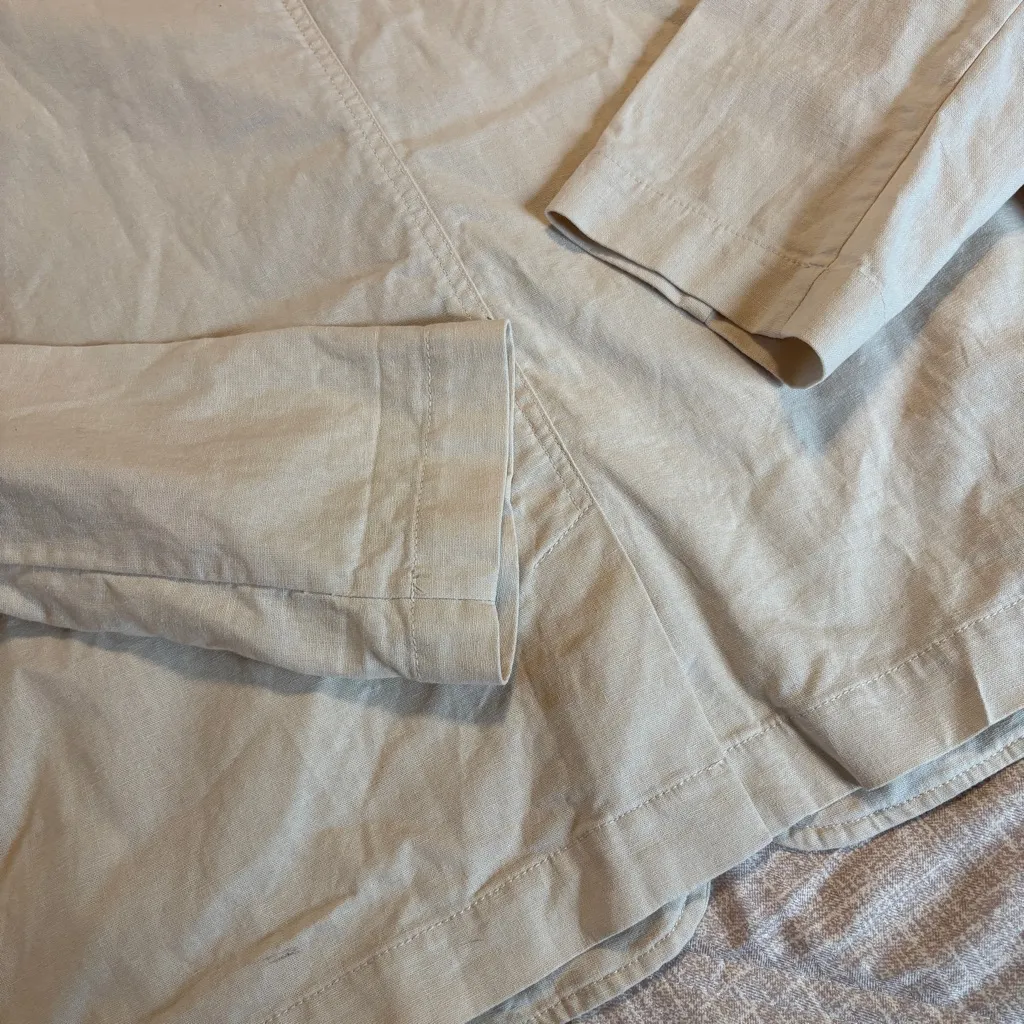 J. Crew Linen Cotton 1-Button Blazer Cream Coastal Preppy Academia Women 14 - Image 10