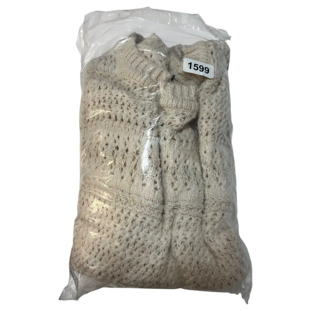 Show Me Your MuMu Sweater Womens M Open Knit Round Neck Long Sleeve Pullover Tan - Image 10