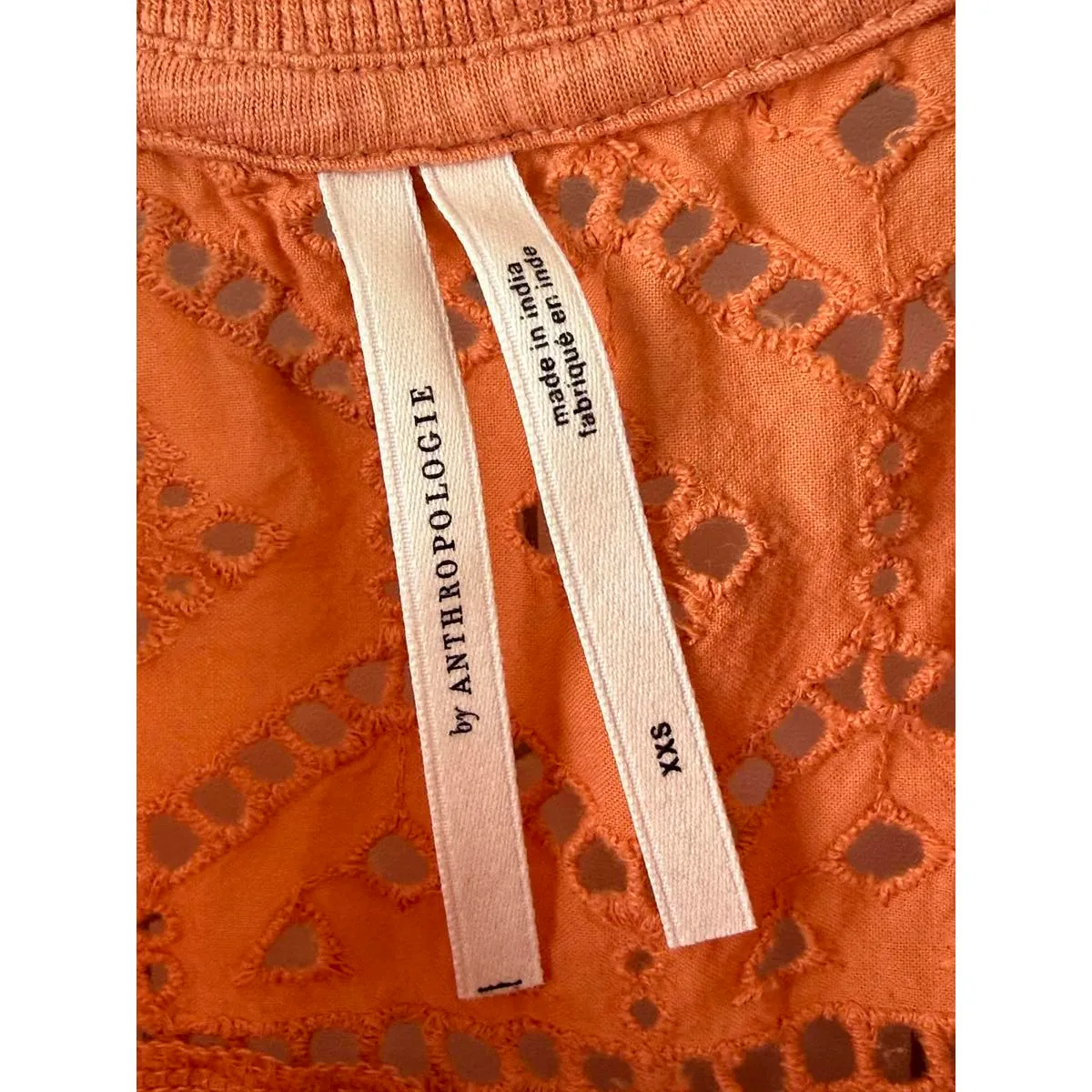 Anthropologie Orange Sustainable Lace Inlet Tank Blouse - Size - XXS - Image 5