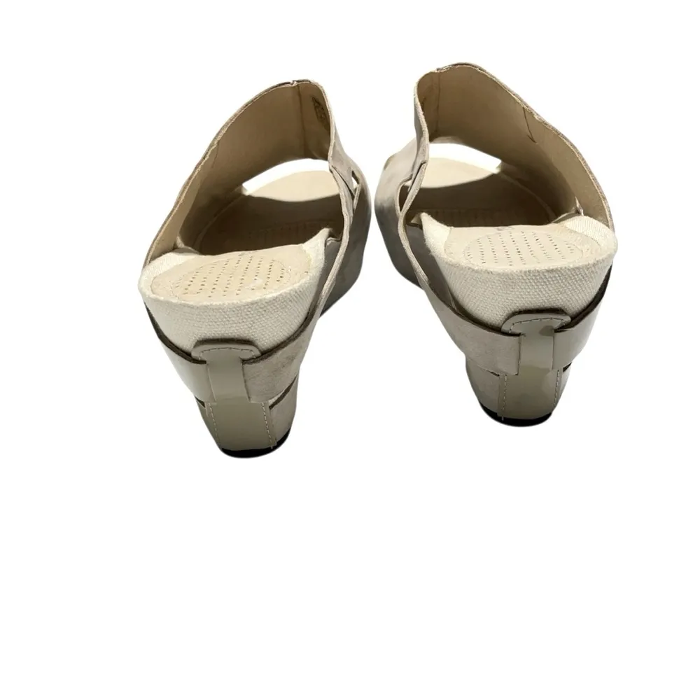 Tsubo Taupe Leather Wedge Slip Ons Womens 8 Lagom Scandi Chic Minimalist Office Tan - Image 5