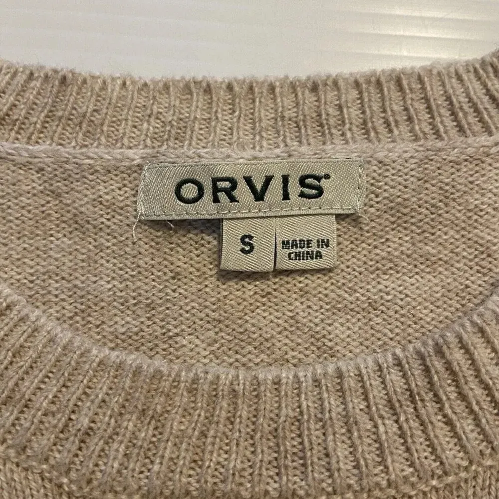Orvis ‎ Sweater Beige Tan Knit Cotton Pullover Womens Size S Small Cozy Neutral - Image 6