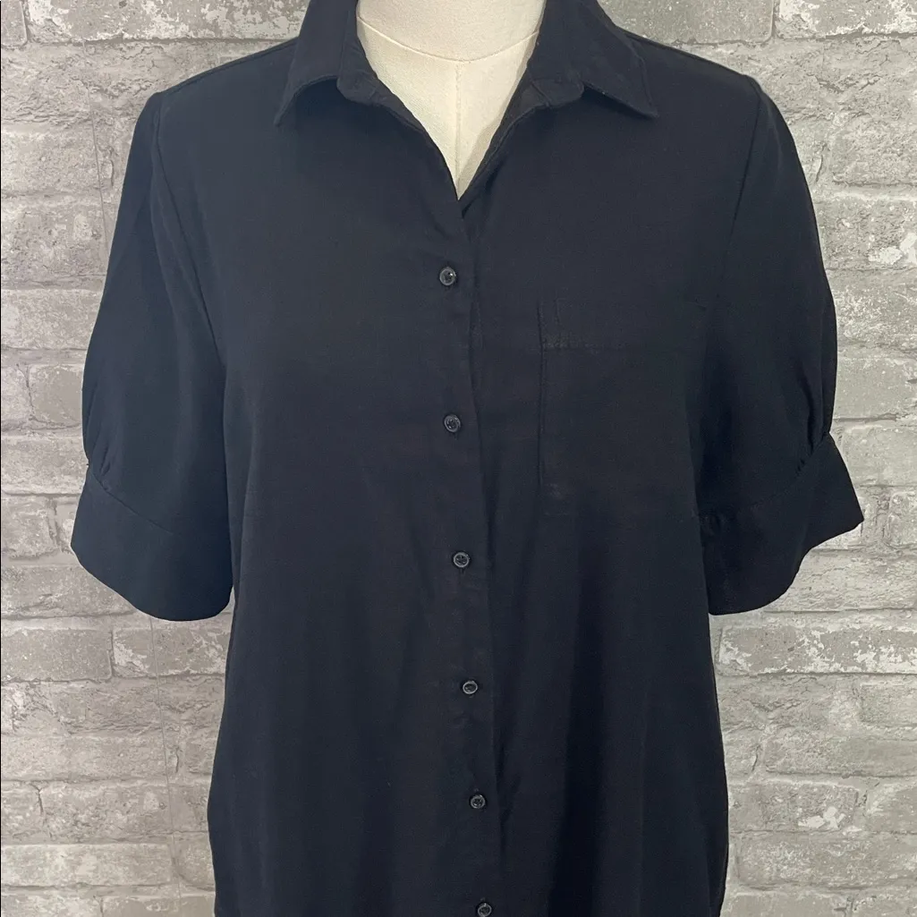 Old Navy Linen Blend Black Shirt Dress - Image 2