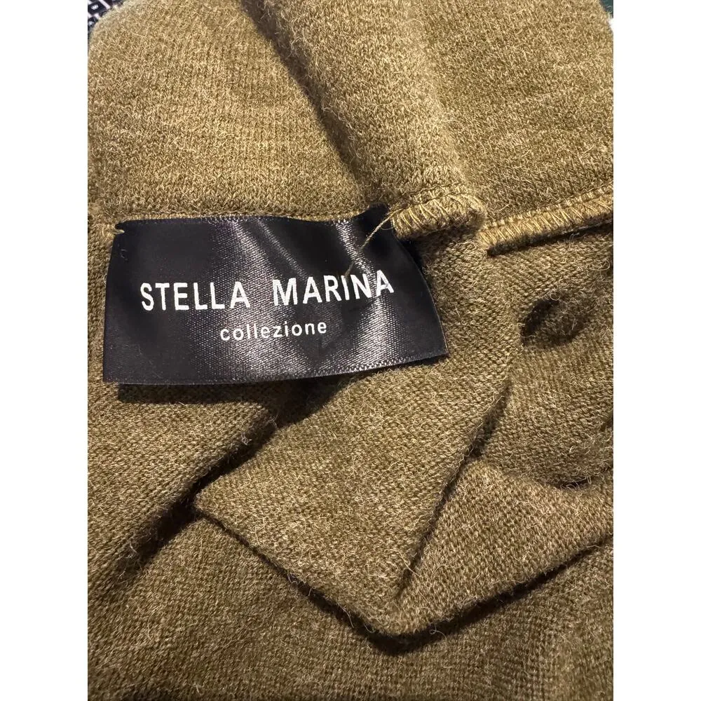 Stella Marina Collezione Olive Green Pleated Dress Cozy Cowl Neck Est. L/XL Size L - Image 5