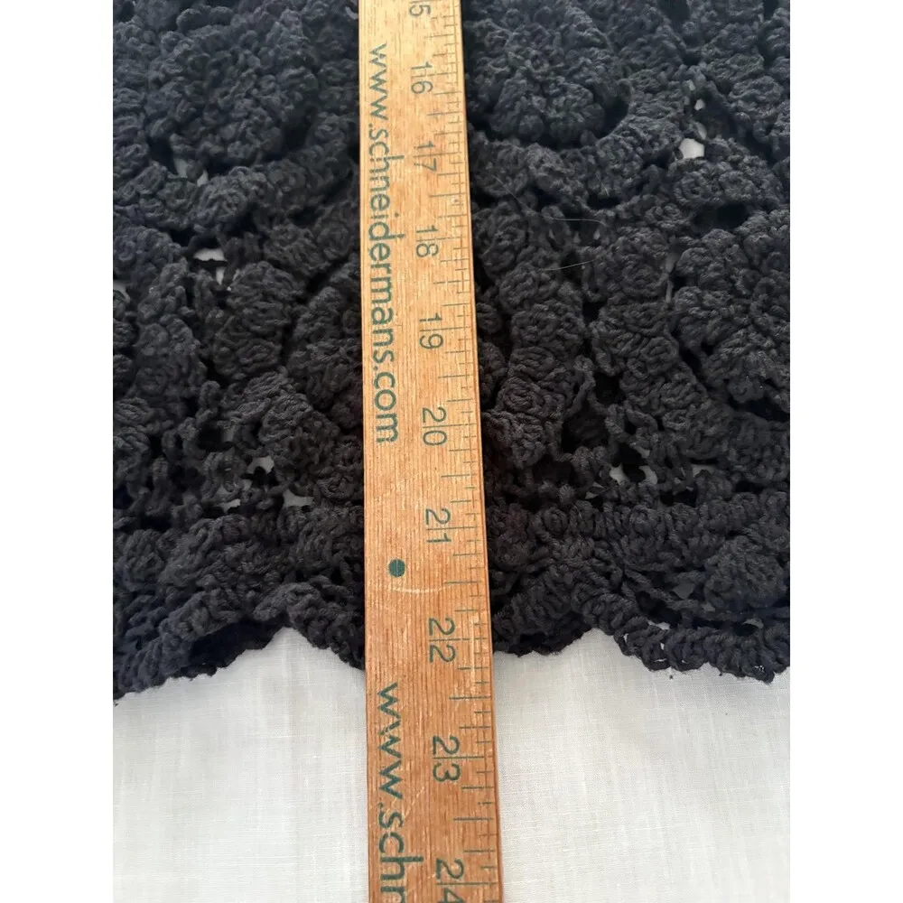Helen Hinson Crochet Tank Top Small Black Open Knit Boho Festival Hippie Goth - Image 9