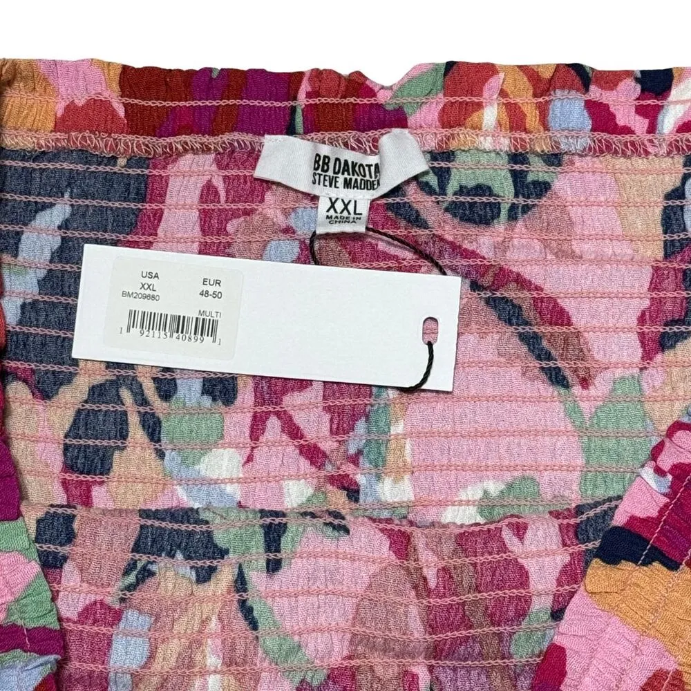 BB DAKOTA STEVE MADDEN Smocked Floral Ruffle Pull On Stretch Skirt NWT XXL 2XL - Image 5