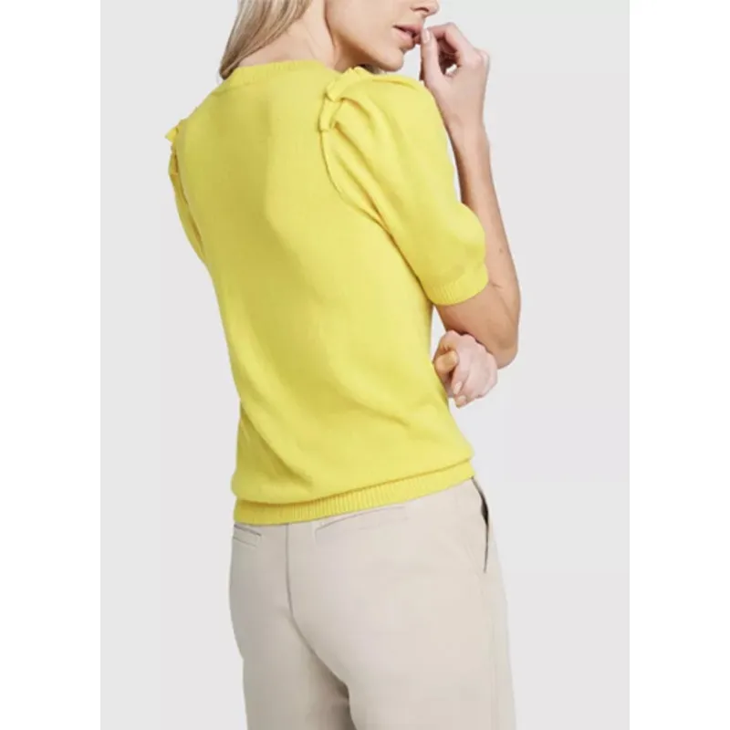 G LABEL by Goop Womens Shelby Sweater Top Cashmere Puff Sleeve Yellow Size M Size M - Image 2