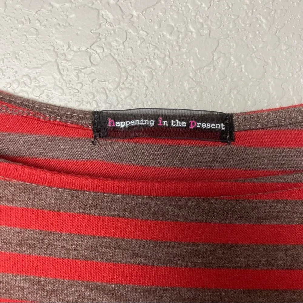 HIP Brown & Orange Striped Straight Neck Top Size M - Image 3