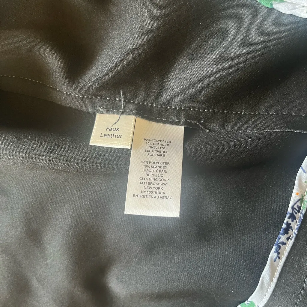 Tahari Faux Leather Biker Moto Jacket Charcoal Grey Relaxed Zip Pockets M Lined - Image 15