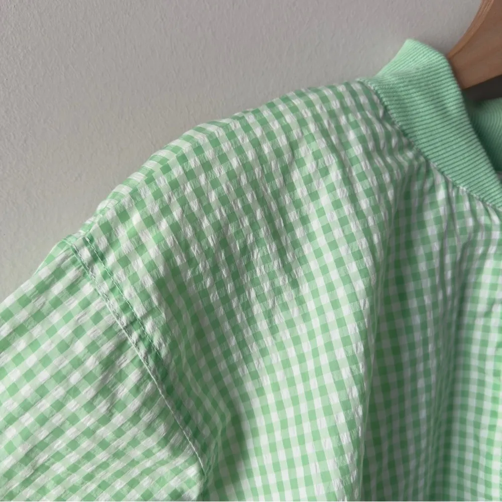 Vintage 80s Lavon Gingham Full Zip Jacket Shoulder Pads windbreaker pockets L - Image 6