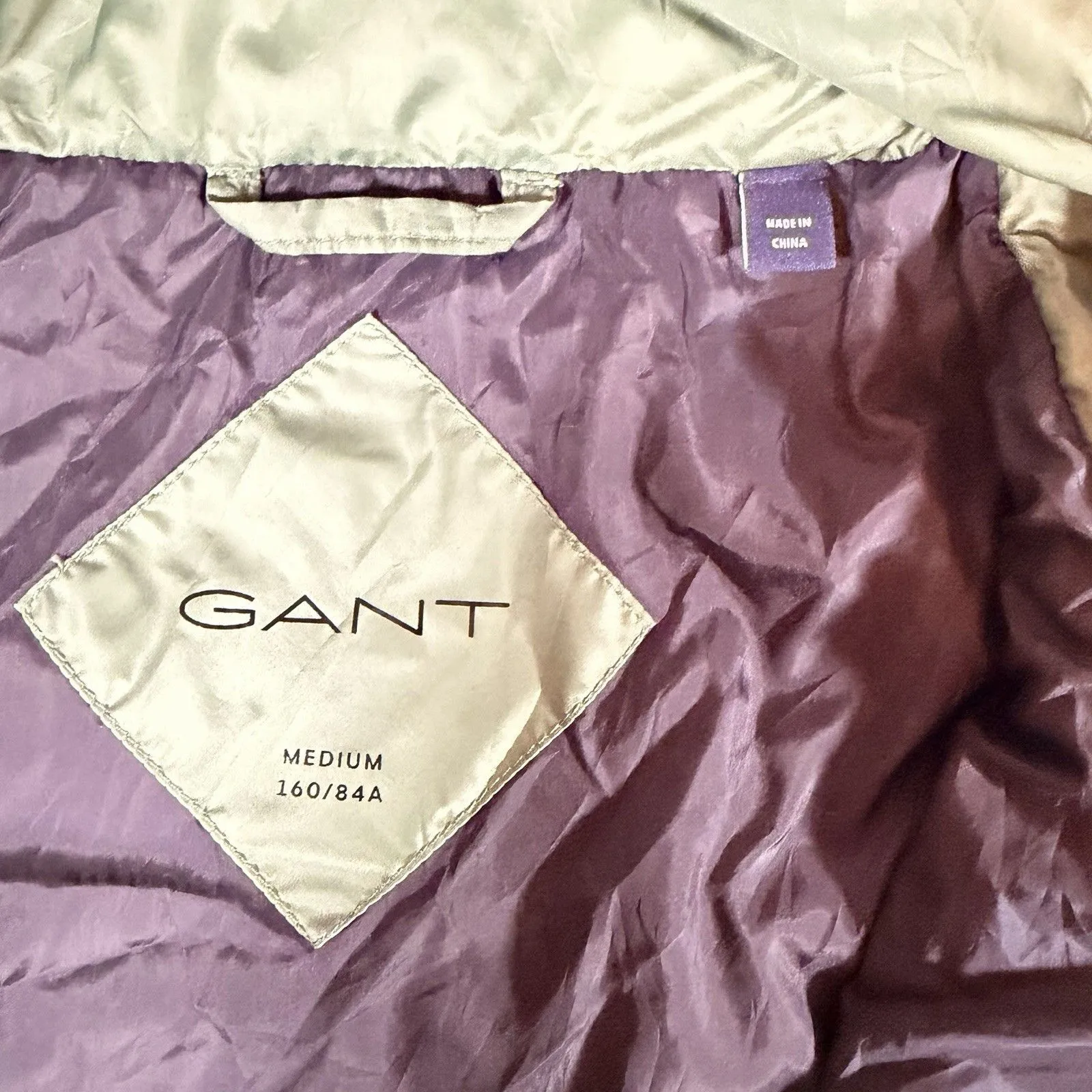 GANT Womens Medium Green The Light Down Coat Jacket Puffer Pockets Navy Lining M - Image 4