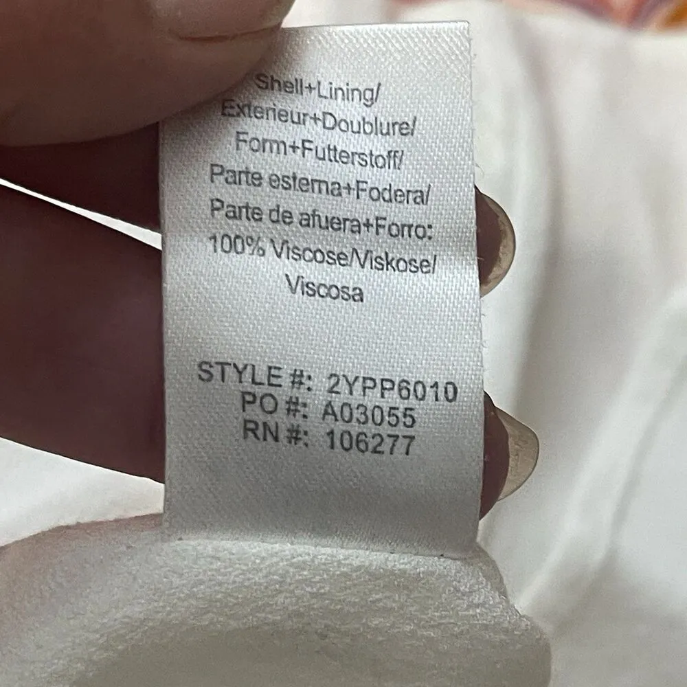 HALE BOB Draped Midi Dress Size Medium‎ Orange Geometric Retro Colorful Fun - Image 10