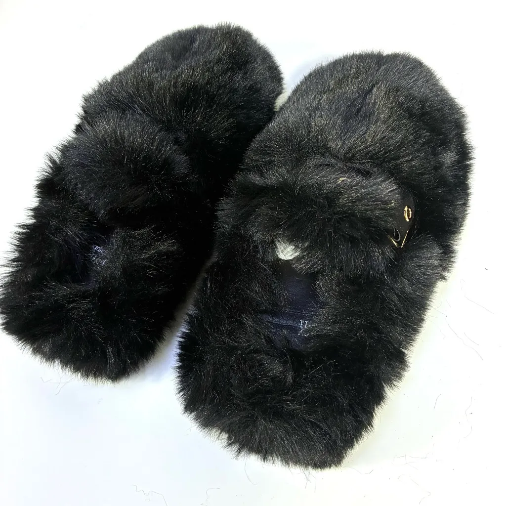 Jeffrey Campbell Rlxathome Faux Fur Slipper Black 6 NEW Vegan Cozy Soft Fluffy - Image 11