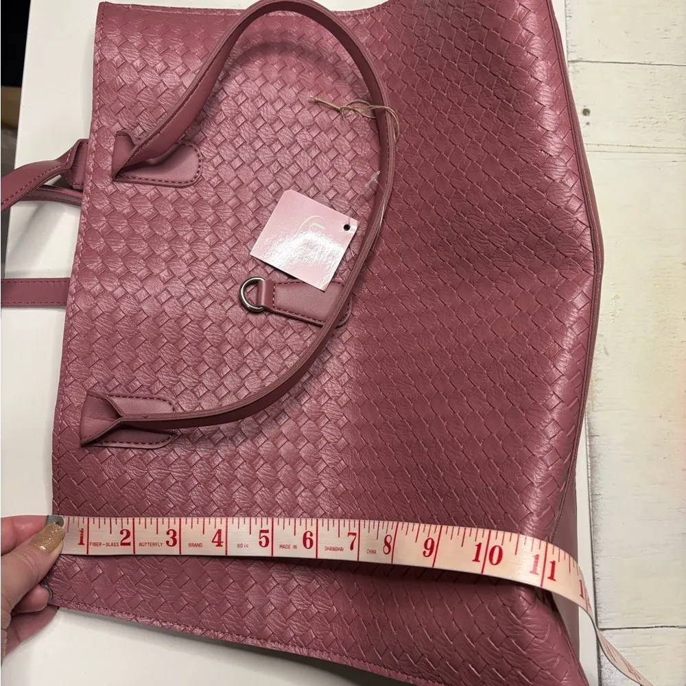 ULTA Beauty Large Woven Dusty Mauve Tote Bag with Fold Over Hook Closure New Pink - Image 7