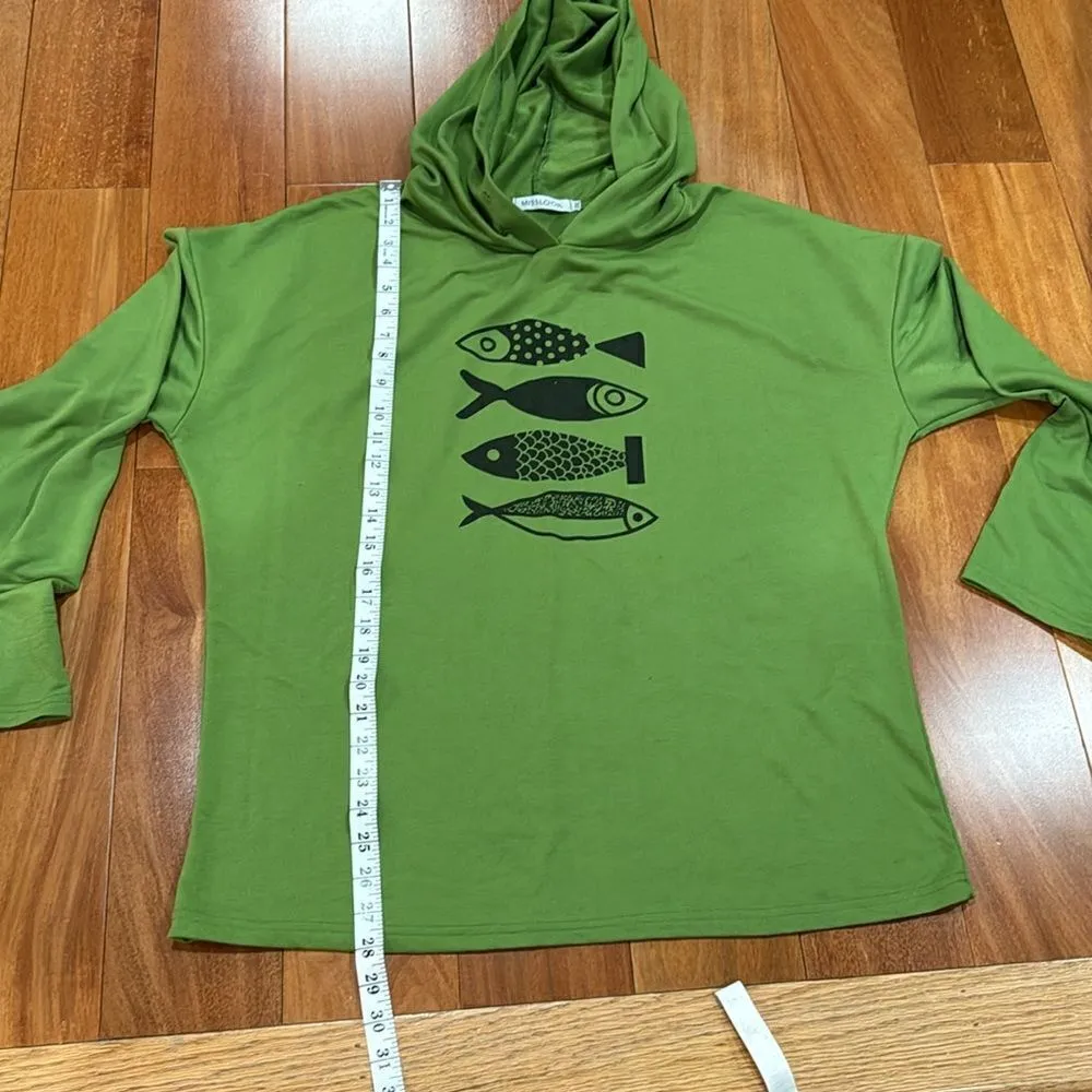 Misslook Fish Green Cotten Blend Long Sleeves hoodie size 3XL - Image 7