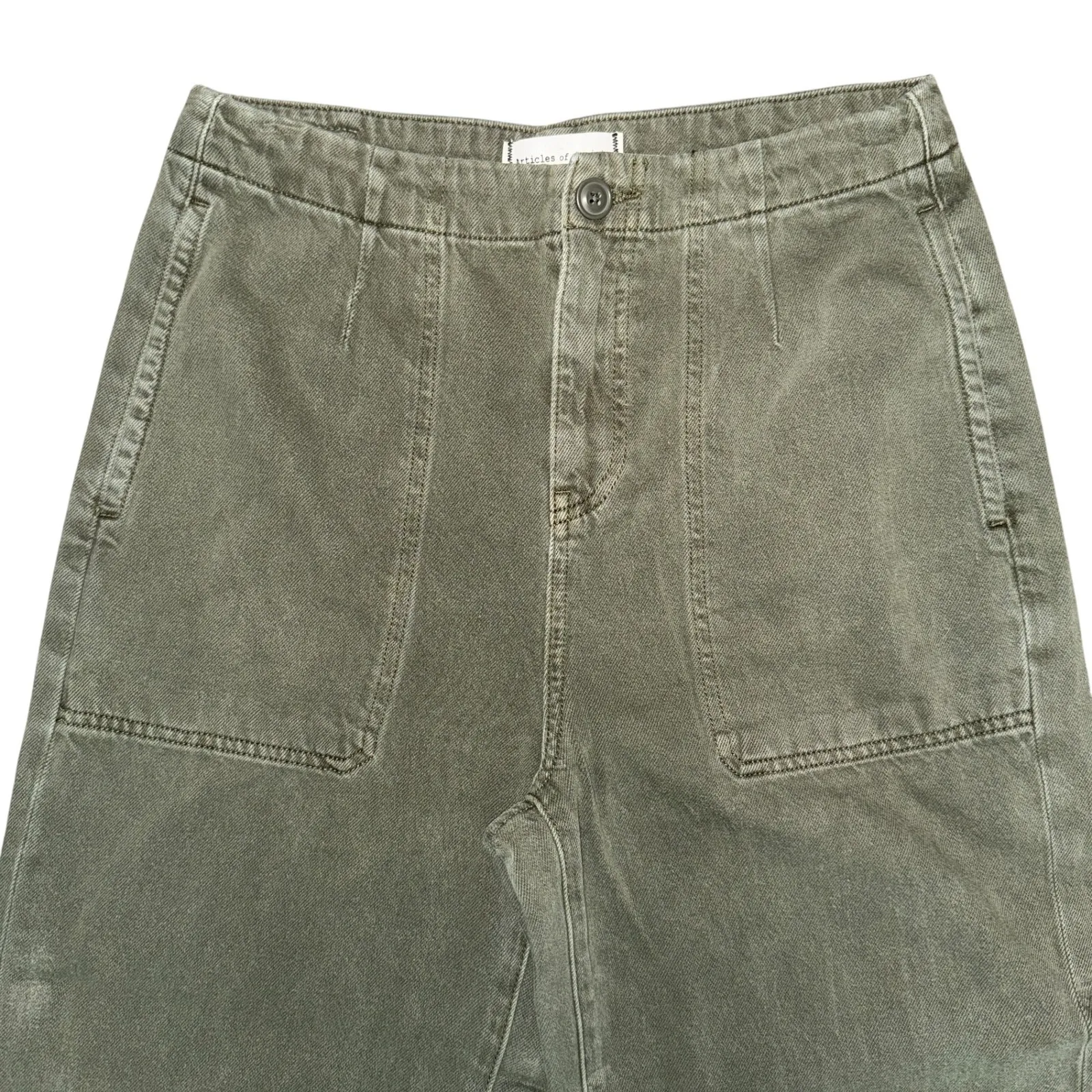 EUC Articles of‎ Society Wide Leg Crop Pants Utility Pockets Olive Green Size 29 - Image 2