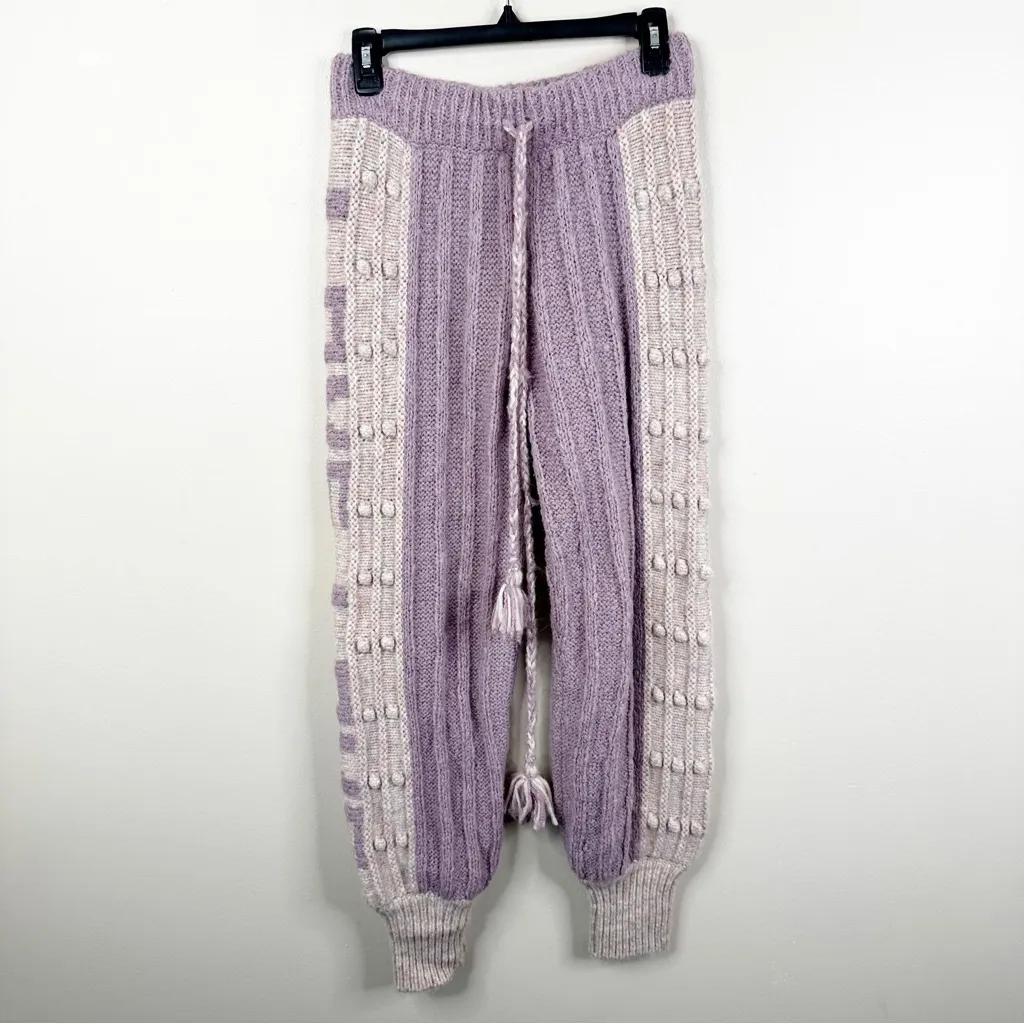 LoveShackFancy Landana Alpaca Wool Knit Joggers Womens XS Purple Cottagecore - Image 3