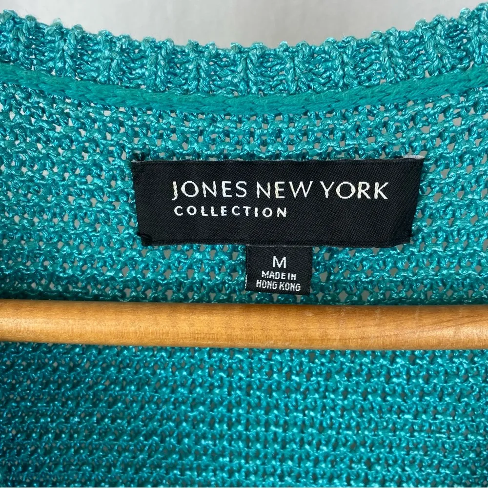Jones NY Blue Knit Cap Sleeve Button Close Vest Top M - Image 4
