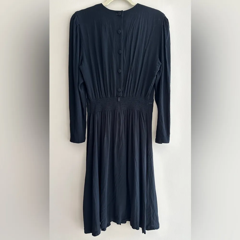 karin stevens Vintage Black Long Sleeve Dress Pearl Embroidery Accents, Size 16 - Image 12