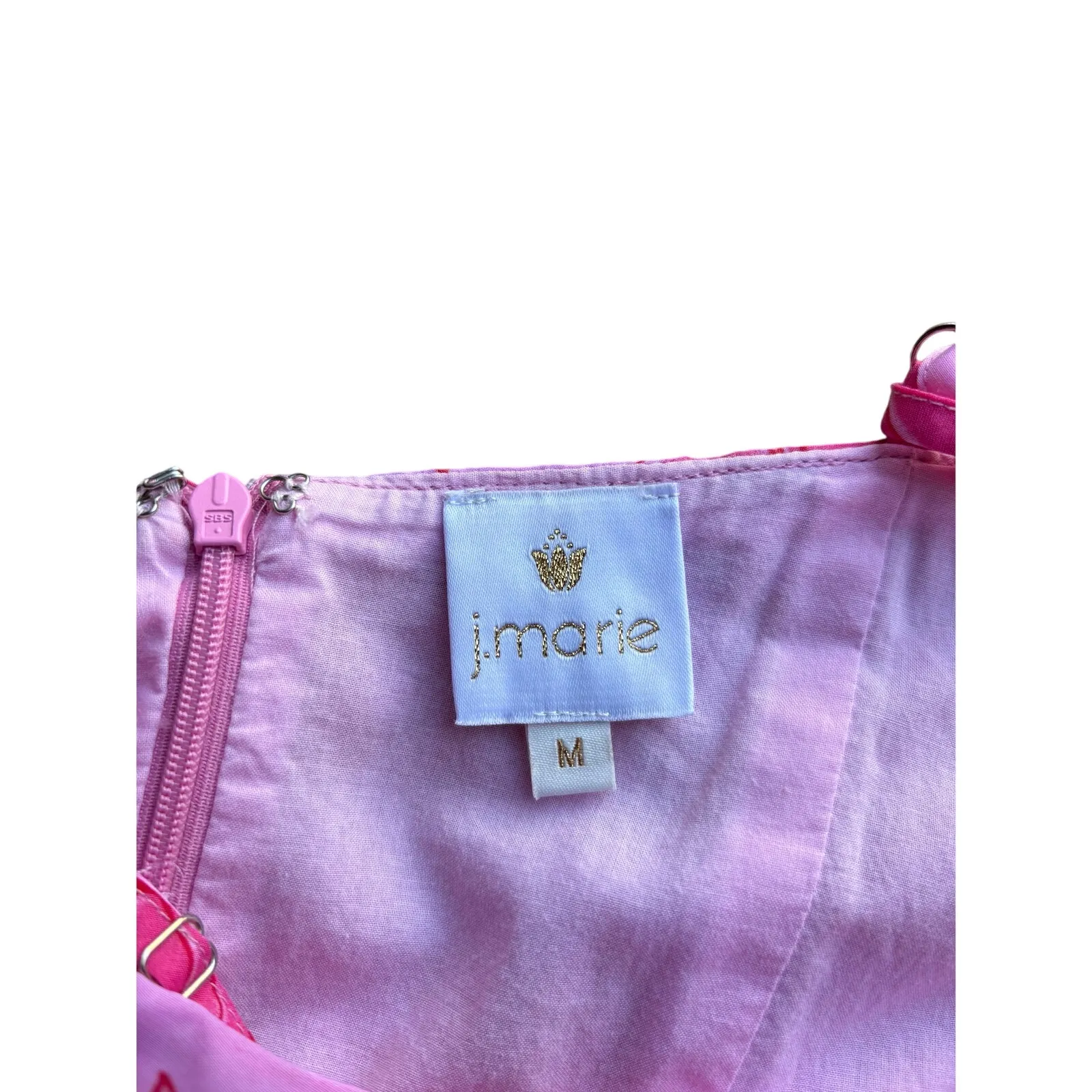 J. Marie midi dress in pink with a lotus print, size medium - Image 3