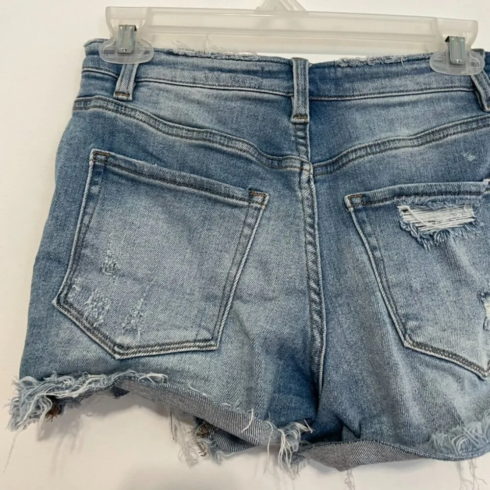 VERVET ALTAR'D STATE Super High Stretchy Mom Shorts Ripped Denim Jean Shorts S Blue - Image 12