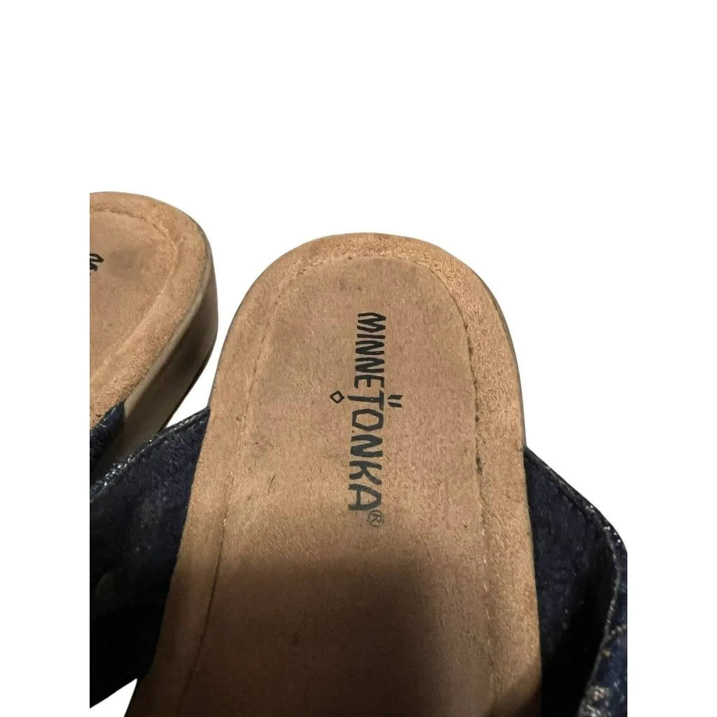 Minnetonka Moccasins‎ Silverthorne Sandals Womens 11Flip Flop Thong Pewter - Image 3