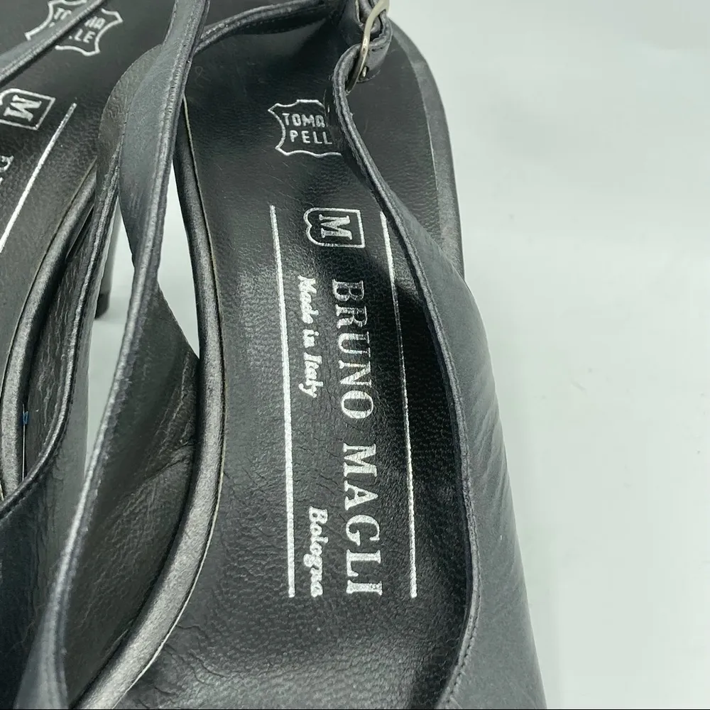 vintage NEW Bruno Magli kitten Heels Silver dress shoes peep toe Leather Size 7 - Image 3