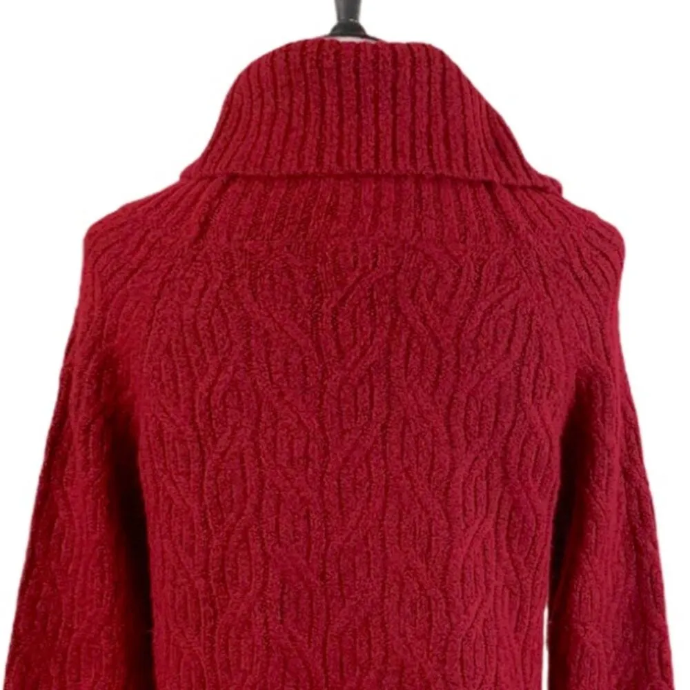 Dressbarn Westport Red Cowl Neck Sweater Women's Cable Knit Medium - Image 8