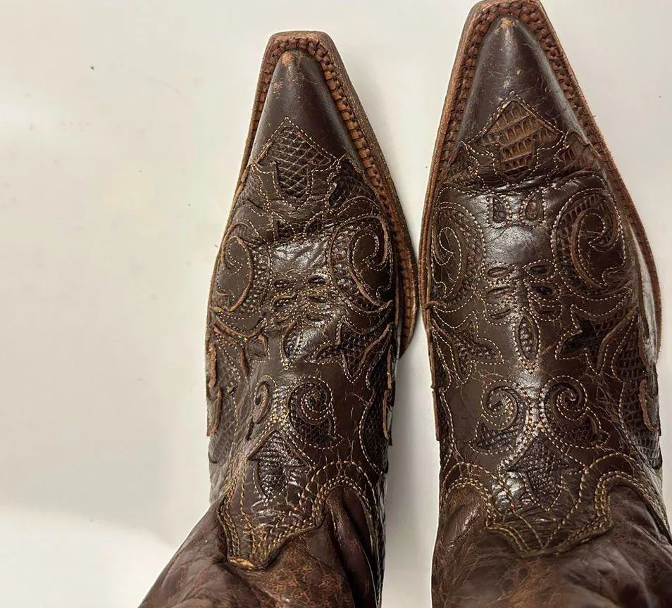 CORRAL Women's Vintage Lizard Inlay Snip Toe Cowgirl Boots C2109 Size 9.5 - Image 5