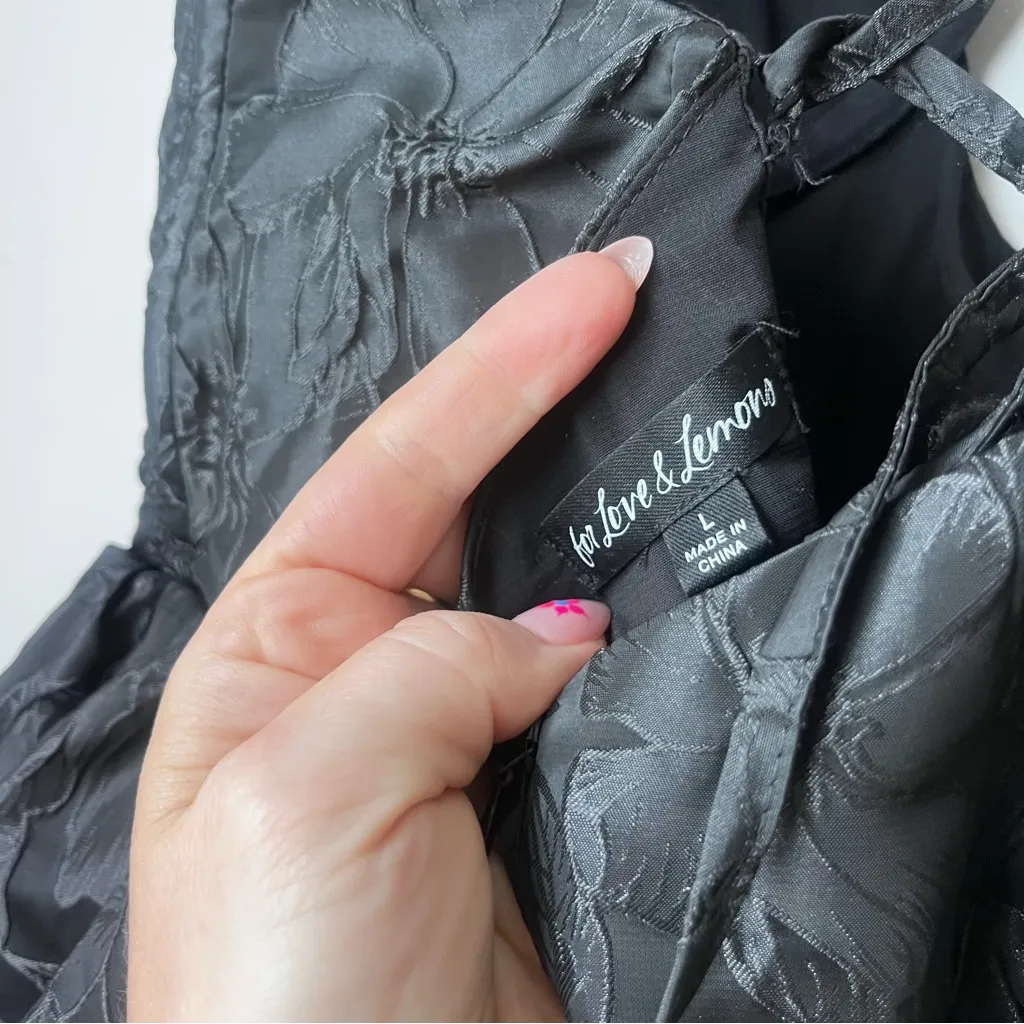 For Love and Lemons Faith Black Floral Jacquard Underwire Mini Party Dress L - Image 7