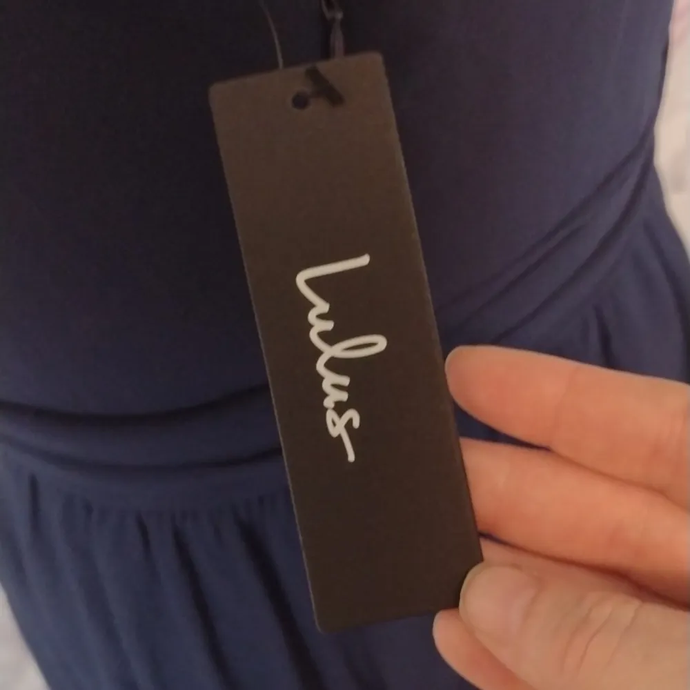 Lulu's navy blue long flowy dress size large - Image 5