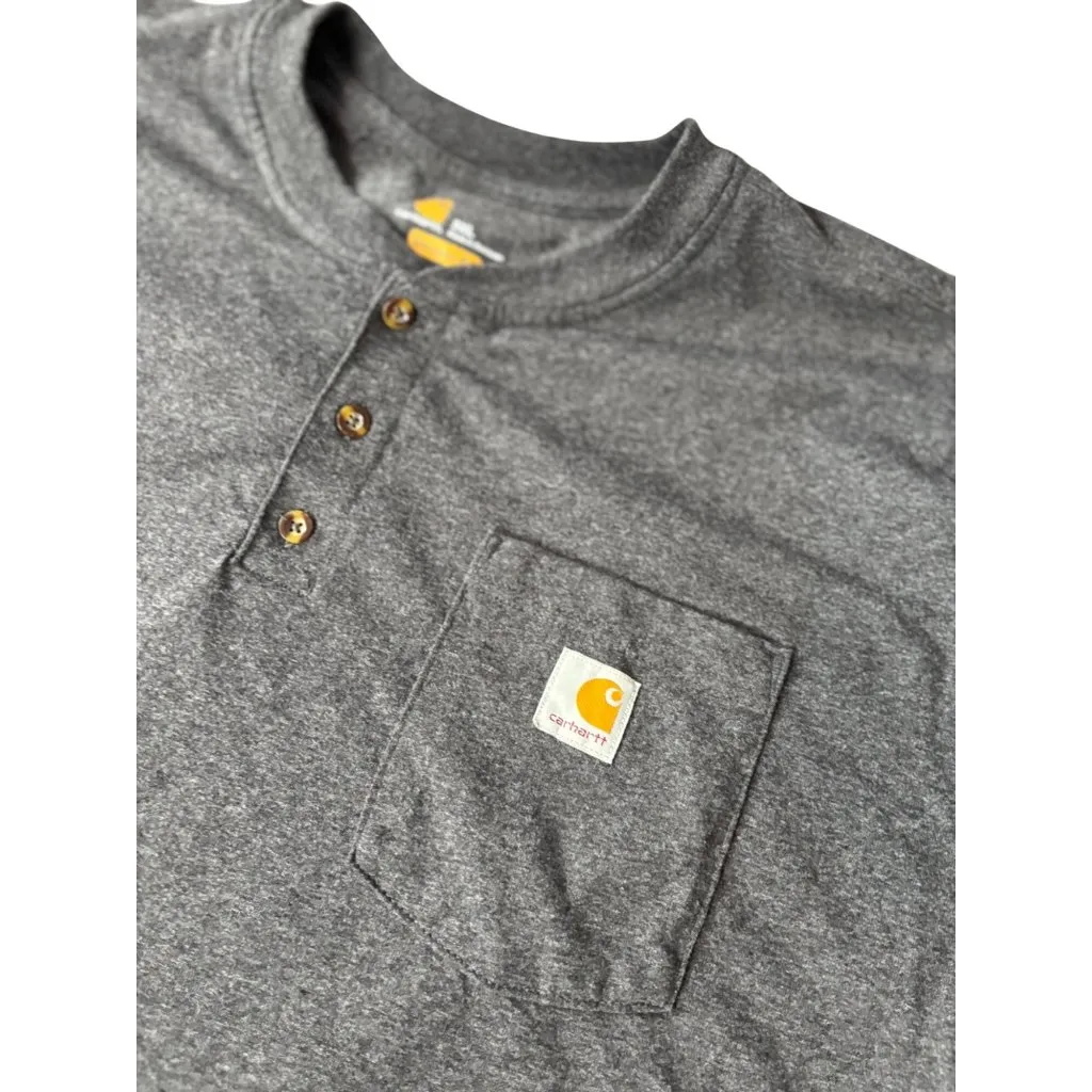 Carhartt Mens Grey Original Fit Henley T-Shirt 2XL Short Sleeve Cotton/Polyester - Image 2