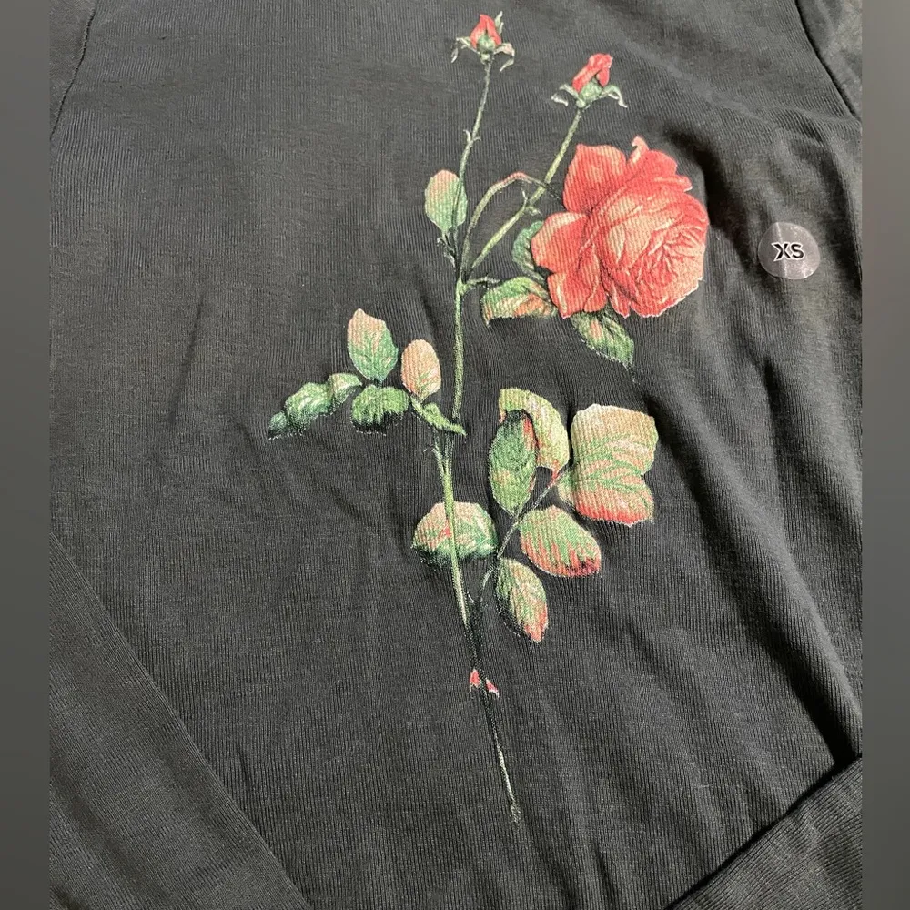 NWOT Full Tilt 100% Cotton Dark Green Raised Floral Long Sleeve Top XS Preppy - Image 3