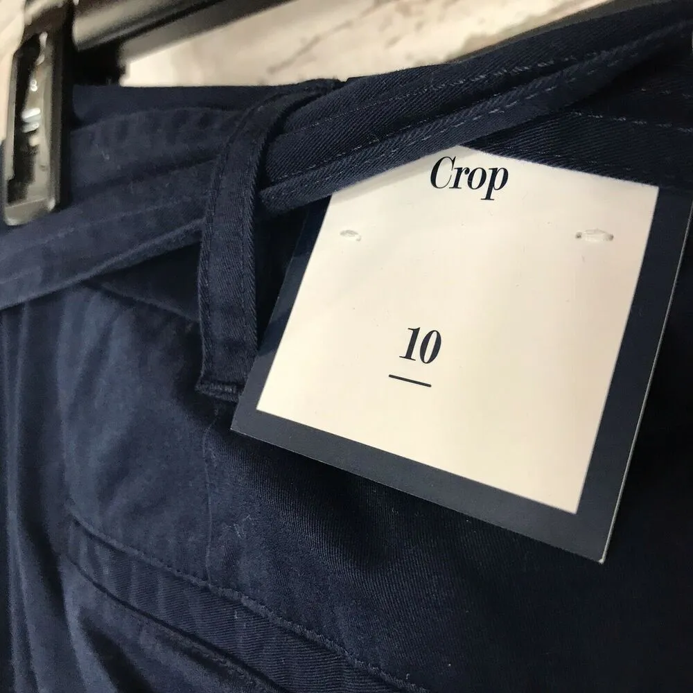 Charter Club SZ 10 Crop Pants Wide Leg Hi-Rise Belted Pockets Stretch Zip-Fly - Image 6