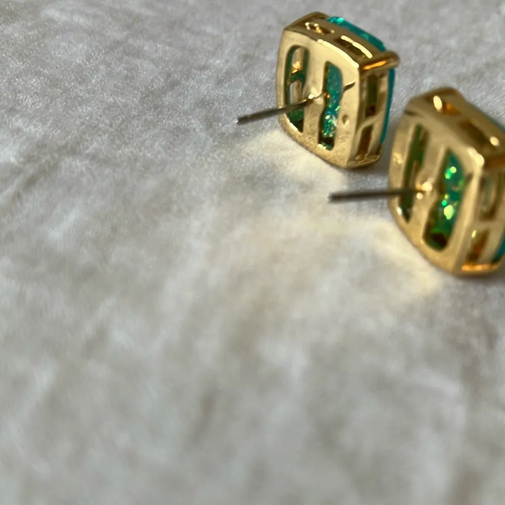 Kate Spade: Green Sparkle Earrings- Gold tone - Image 11