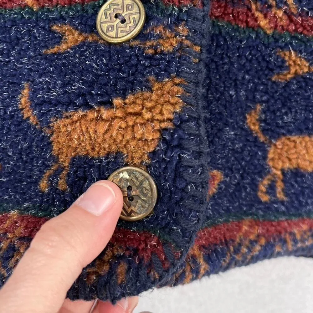 Vintage Coldwater Creek Vest Womens Sm/Md Blue Southwestern Howling Wolf Boho - Image 4