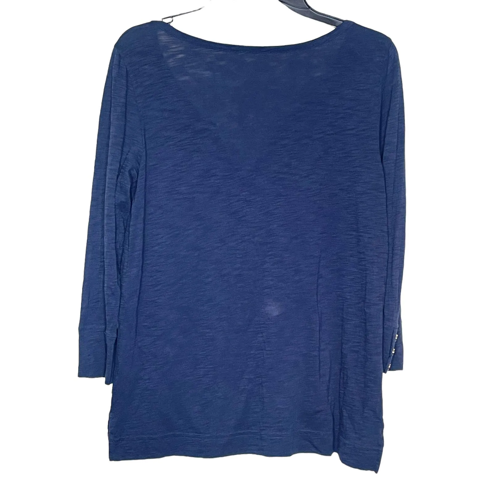 Lilly‎ Pulitzer Women Top Front Button 3/4 Sleeve Notched V Neck Blue Size Small - Image 7