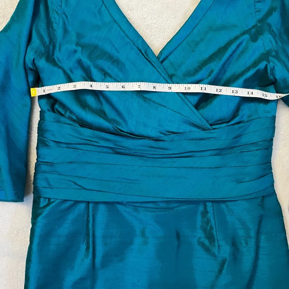 Vintage Inspired Siri Teal Wrap Dress XS Elegant V neck Party Cocktail Blue - Image 14