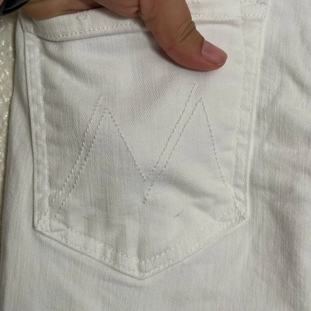 Mother superior denim the hustler ankle fray White Distressed Jeans size 26 - Image 8