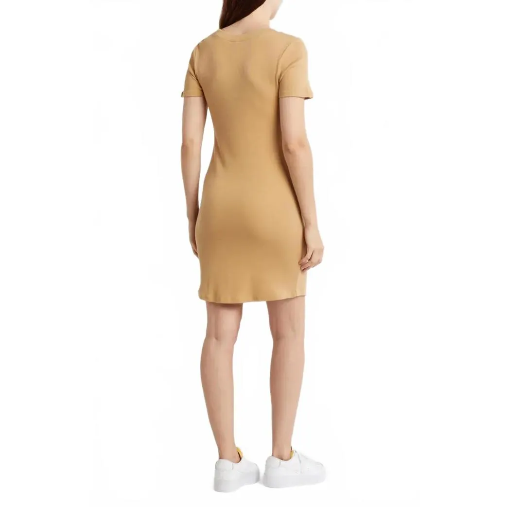 Melrose & Market Short Sleeve Crewneck Mini Dress Tan XL - Image 7