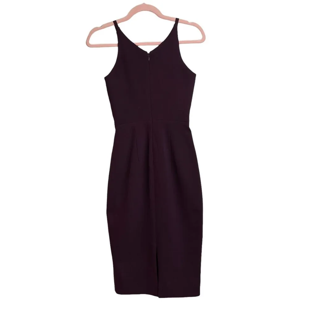 Dress The Population Lyla Purple Burgundy Plunging Sleeveless Bodycon Dress - Image 3