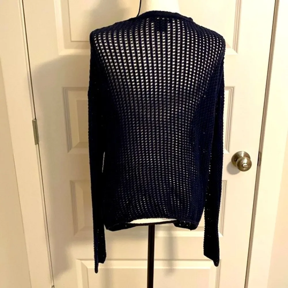 Lucky Brand| Navy loose knit long sleeve cardigan. Longer in front. - Image 5