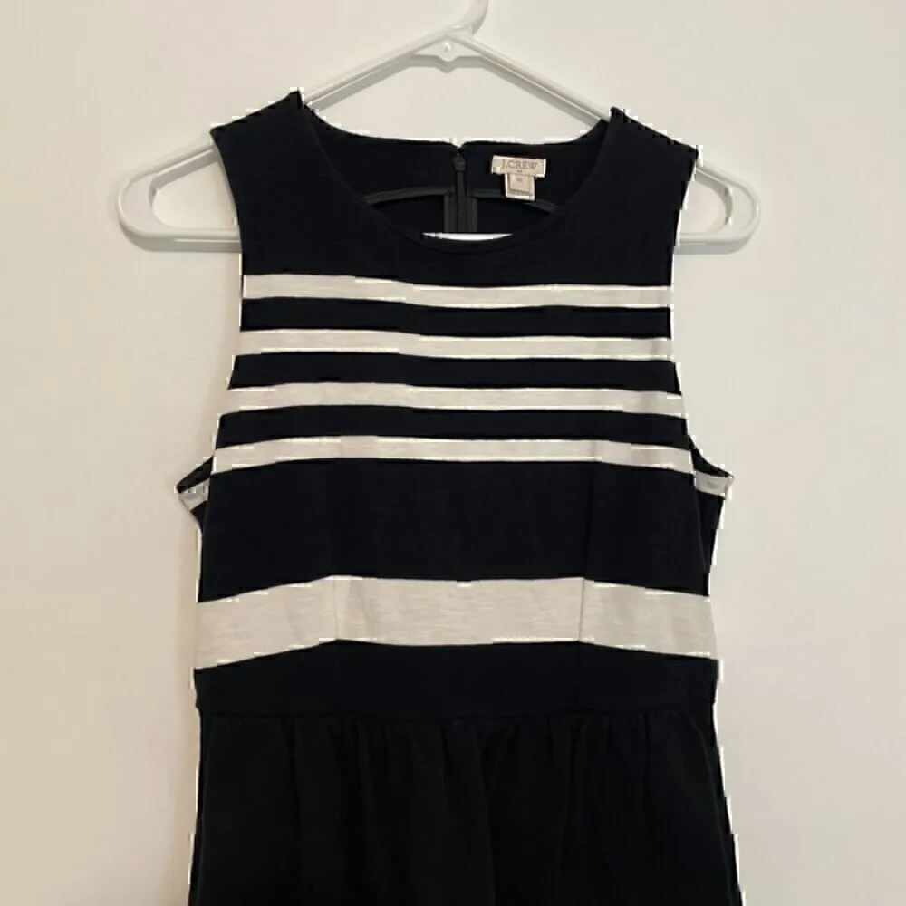 J. CREW Factory Striped Daybreak Dress Black White Sleeveless Mini Fit & Flare - Image 5
